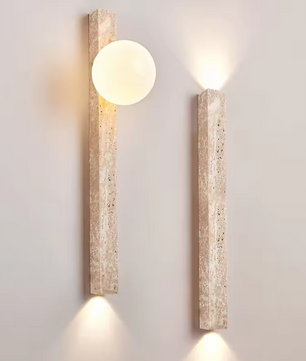 Wabi-Sabi Wandlamp van Gele Grotsteen – Retro & Creatief Ontwerp voor Gang, Trap en Slaapkamer