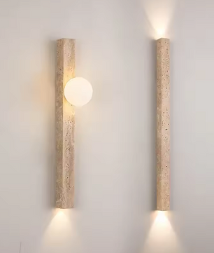 Wabi-Sabi Wandlamp van Gele Grotsteen – Retro & Creatief Ontwerp voor Gang, Trap en Slaapkamer