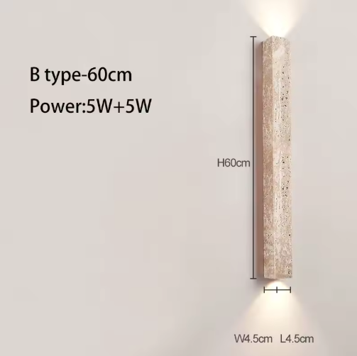 Wabi-Sabi Wandlamp van Gele Grotsteen – Retro & Creatief Ontwerp voor Gang, Trap en Slaapkamer