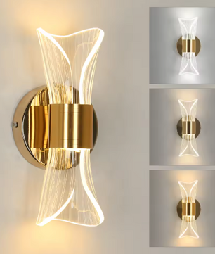 Gouden Acryl Wandlamp – LED 12W met 3 Kleurtemperaturen, Luxe & Modern
