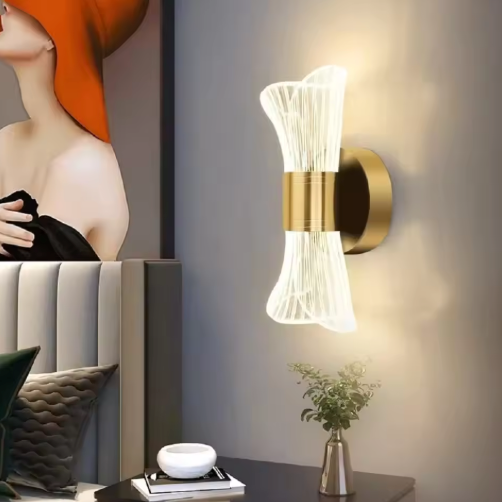 Gouden Acryl Wandlamp – LED 12W met 3 Kleurtemperaturen, Luxe & Modern