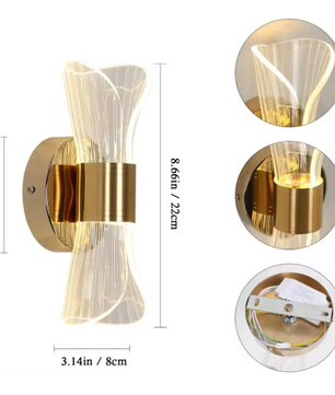 Gouden Acryl Wandlamp – LED 12W met 3 Kleurtemperaturen, Luxe & Modern