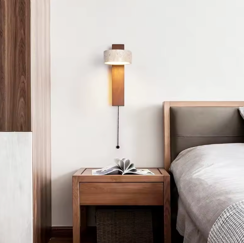 Crèmekleurige Wandlamp – Nachtkastje LED Lamp met Trekschakelaar & Draaibaar Design