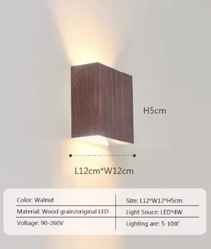 Nordic Houten LED Wandlamp – Minimalistische Vierkante Sfeerverlichting