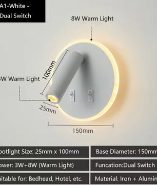 Moderne LED-Wandlamp met USB & Verstelbare Leeslampen – Sfeervol en Functioneel