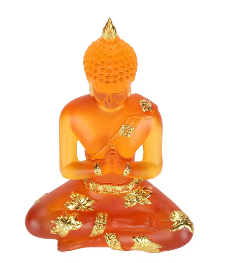 Zittend Boeddhabeeld – Transparant Hars, Feng Shui Decoratie, Geluksbeeldje voor Thuis, Kantoor en Zen-ruimtes