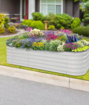 Rechthoekige Metalen Bloempot – 150 × 60 × 43 cm, Aluminium-Verzinkt Staal, Groot Tuinplant