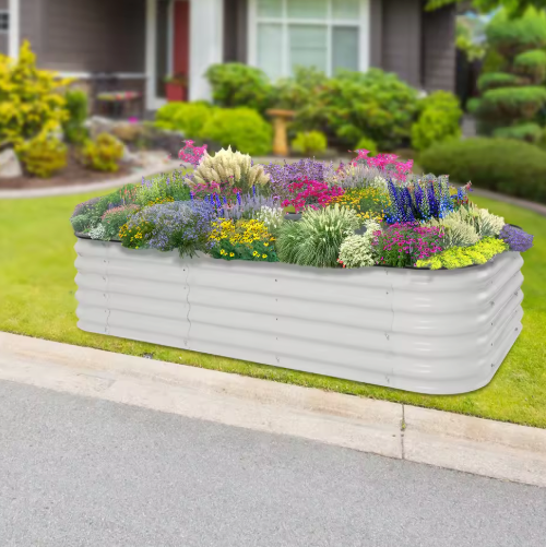 Rechthoekige Metalen Bloempot – 150 × 60 × 43 cm, Aluminium-Verzinkt Staal, Groot Tuinplant