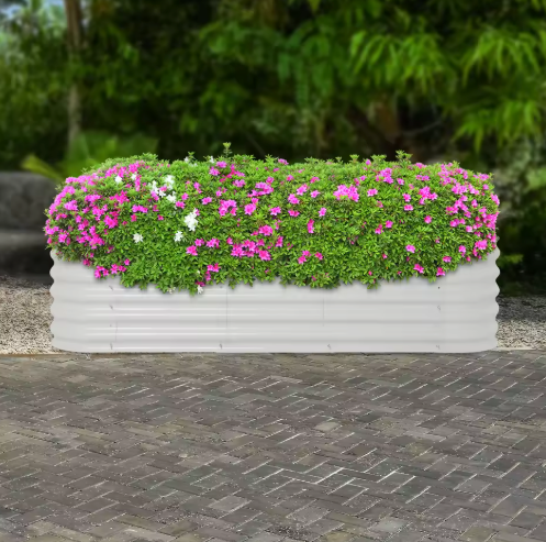 Rechthoekige Metalen Bloempot – 150 × 60 × 43 cm, Aluminium-Verzinkt Staal, Groot Tuinplant