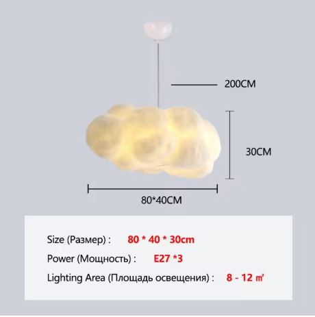 Wolk Hanglamp – Moderne LED Kroonluchter van Space-Katoen, Sfeervol en Uniek
