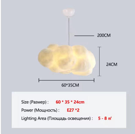 Wolk Hanglamp – Moderne LED Kroonluchter van Space-Katoen, Sfeervol en Uniek