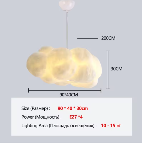 Wolk Hanglamp – Moderne LED Kroonluchter van Space-Katoen, Sfeervol en Uniek