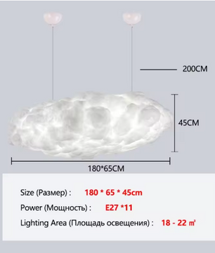 Wolk Hanglamp – Moderne LED Kroonluchter van Space-Katoen, Sfeervol en Uniek