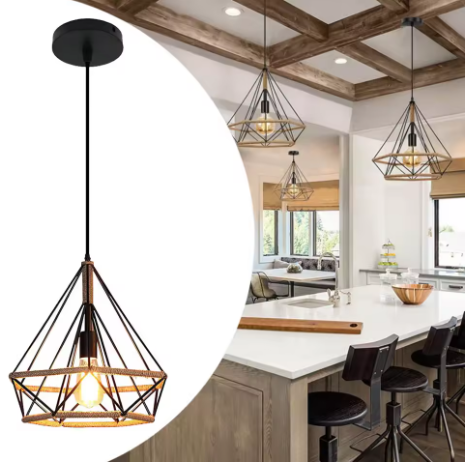 Industriële Henneptouw Hanglamp – Vintage E27 Loft Verlichting