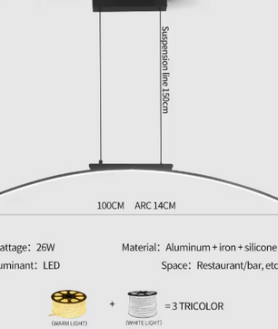 Moderne LED Boog Hanglamp – Eigentijds Design, Verstelbare Helderheid & Energiezuinig