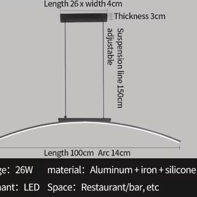Moderne LED Boog Hanglamp – Eigentijds Design, Verstelbare Helderheid & Energiezuinig