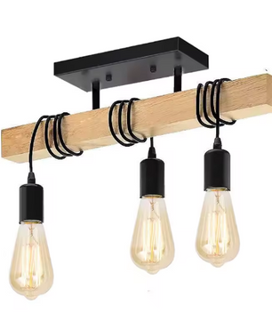 Moderne Houten Hanglamp – Creatief Design met 3 Verstelbare Kabels, Massief Hout & Metaal