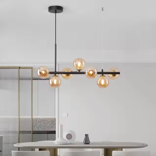 Scandinavische LED Hanglamp – Gouden 11-Lichts Glazen Bol Designlamp
