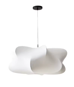 Minimalistische Zijde Hanglamp – Moderne Witte Kroonluchter met Crossover Lampenkap