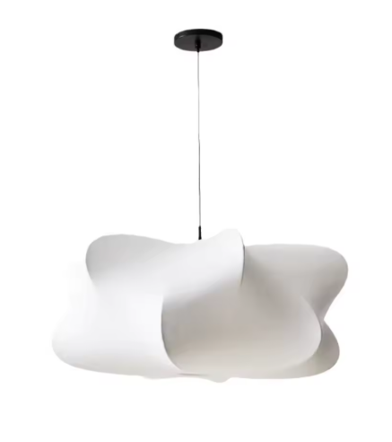 Minimalistische Zijde Hanglamp – Moderne Witte Kroonluchter met Crossover Lampenkap