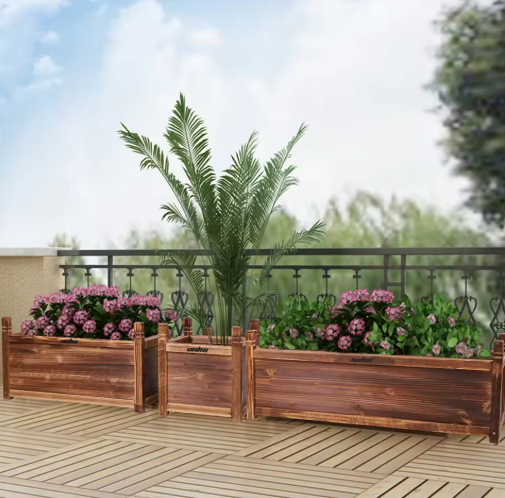 Verhoogde Houten Plantenbak – Massief Grenenhout, Geschikt voor Binnen en Buiten