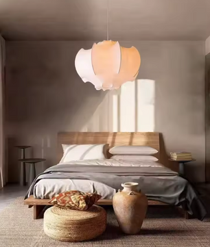Handgemaakte Zijden Hanglamp – Wabi-Sabi Stijl LED Plafondlamp