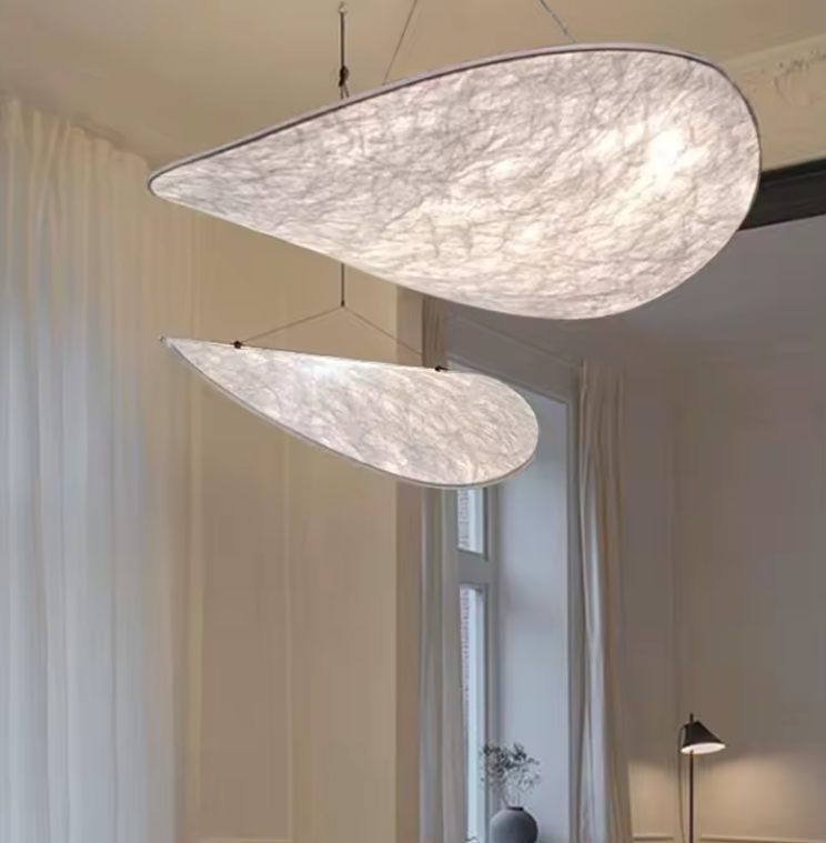 Papieren Hanglamp – Moderne Kroonluchter met zwarte standaard – 40/60/80/100cm