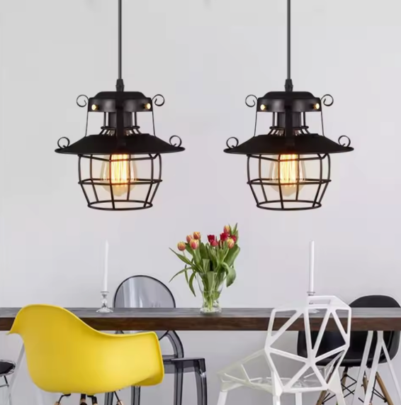 Industriële Retro Hanglamp – Creatieve LED Kroonluchter voor Eetkamer, Bar & Slaapkamer