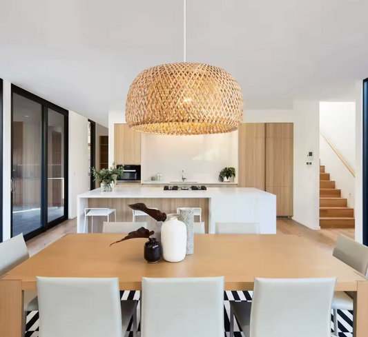 Bamboe Hanglamp – Handgeweven Rotan Lantaarn, Natuurlijke E27