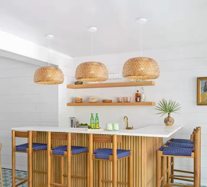 Bamboe Hanglamp – Handgeweven Rotan Lantaarn, Natuurlijke E27