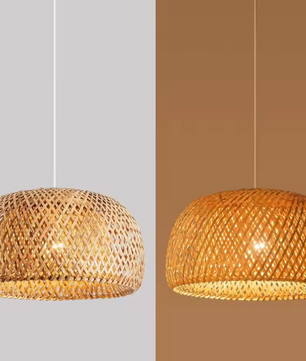 Bamboe Hanglamp – Handgeweven Rotan Lantaarn, Natuurlijke E27