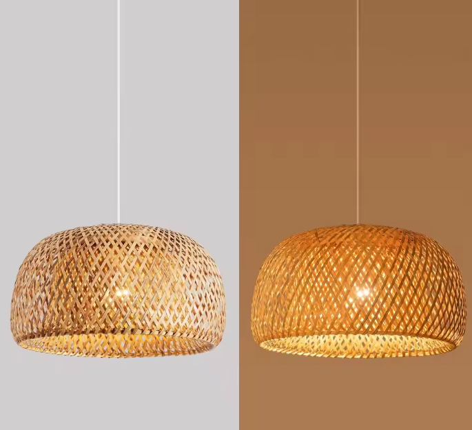 Bamboe Hanglamp – Handgeweven Rotan Lantaarn, Natuurlijke E27