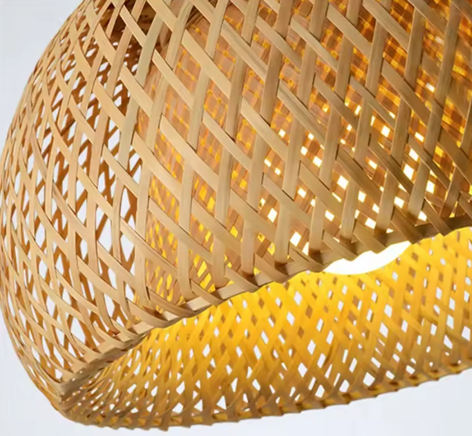 Bamboe Hanglamp – Handgeweven Rotan Lantaarn, Natuurlijke E27