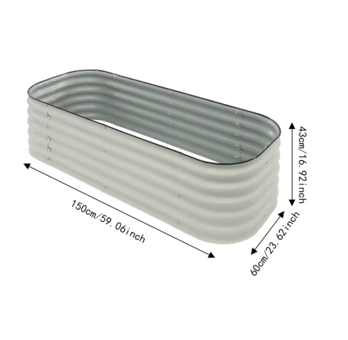 Rechthoekige Metalen Plantenbak 150 × 60 × 43 cm – Aluminium-Verzinkt Staal, Duurzaam & Weerbestendig