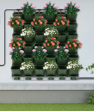 Wandgemonteerde Zelfwatergevende Plantenbak met Automatisch Besproeiingsmechanisme – 36 Plantbekers & Timer