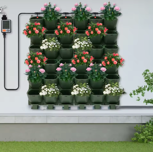 Wandgemonteerde Zelfwatergevende Plantenbak met Automatisch Besproeiingsmechanisme – 36 Plantbekers & Timer