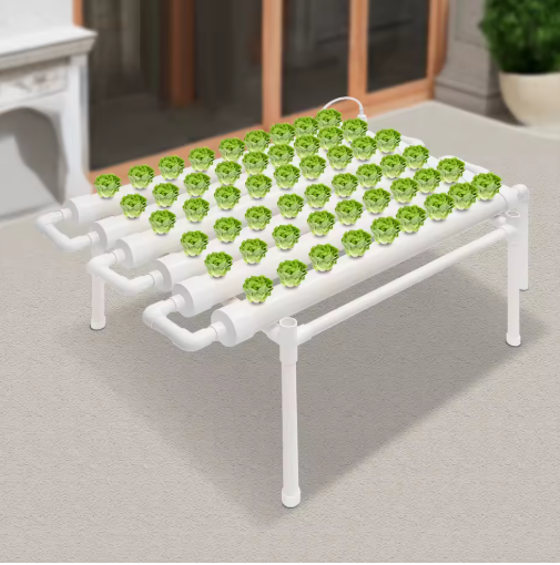 Hydrocultuur Kweekset voor Tuinplanten – 54 Plantplaatsen, 6 Pijpen, PVC-U, Grondloze Teelt voor Groenten en Bloemen