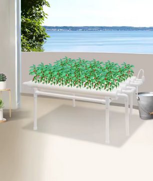 Hydrocultuur Kweekset voor Tuinplanten – 54 Plantplaatsen, 6 Pijpen, PVC-U, Grondloze Teelt voor Groenten en Bloemen