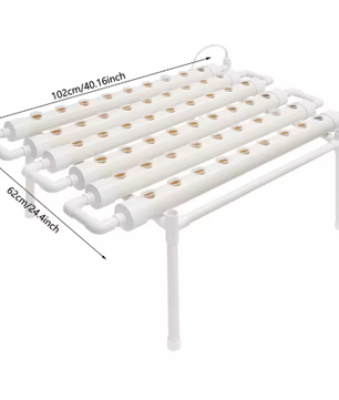 Hydrocultuur Kweekset voor Tuinplanten – 54 Plantplaatsen, 6 Pijpen, PVC-U, Grondloze Teelt voor Groenten en Bloemen