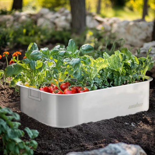 Set van 3 Tuinplantenbakken – Roestvrij Staal, Verhoogde Plantenbedden voor Groenten, Bloemen en Kruiden