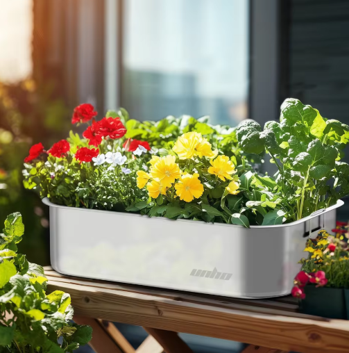Set van 3 Tuinplantenbakken – Roestvrij Staal, Verhoogde Plantenbedden voor Groenten, Bloemen en Kruiden