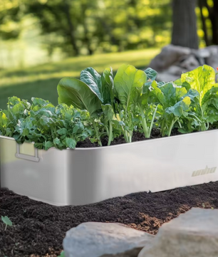 Set van 3 Tuinplantenbakken – Roestvrij Staal, Verhoogde Plantenbedden voor Groenten, Bloemen en Kruiden
