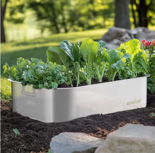 Set van 3 Tuinplantenbakken – Roestvrij Staal, Verhoogde Plantenbedden voor Groenten, Bloemen en Kruiden
