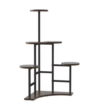 Hoekplantendisplayrek met 6 Lagen – Houten & Metalen Plantenstandaard, 108,5 cm Hoog