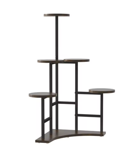 Hoekplantendisplayrek met 6 Lagen – Houten & Metalen Plantenstandaard, 108,5 cm Hoog