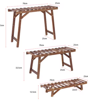 Set van 3 Houten Plantenstandaards – Laddervormig Displayrek, Grenenhout, Voor Binnen & Buiten