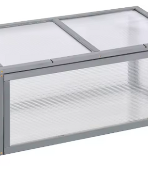 Mini Tuinkas van Hout en Polycarbonaat – 90×46×40 cm, Met Opvouwbaar Dak & Honingraatpanelen, Weerbestendig Kweekkasje voor Balkon of Tuin