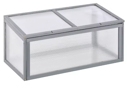 Mini Tuinkas van Hout en Polycarbonaat – 90×46×40 cm, Met Opvouwbaar Dak & Honingraatpanelen, Weerbestendig Kweekkasje voor Balkon of Tuin