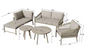 Tuinloungeset van Handgeweven Touw – 2-Zitsbank, Fauteuil, Stoel & 2 Tafels, Incl. Kussens