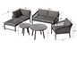 Tuinloungeset van Handgeweven Touw – 2-Zitsbank, Fauteuil, Stoel & 2 Tafels, Incl. Kussens